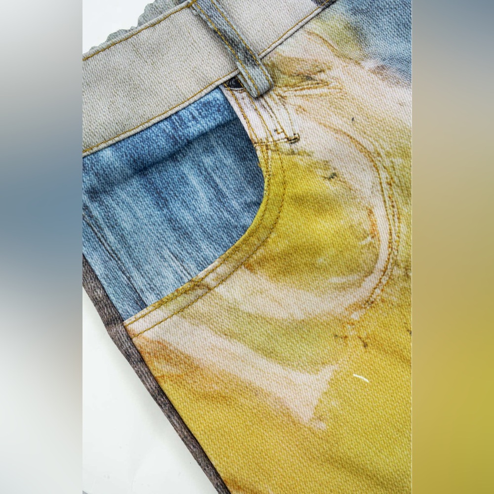 Micas patchwork print Abstract Art Print Pants XL… - image 4